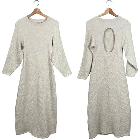 Free People Gabby Seamless Midi Dress Women's M/L Ivory Wet Plaster Textured NWT - Picture 3 of 16